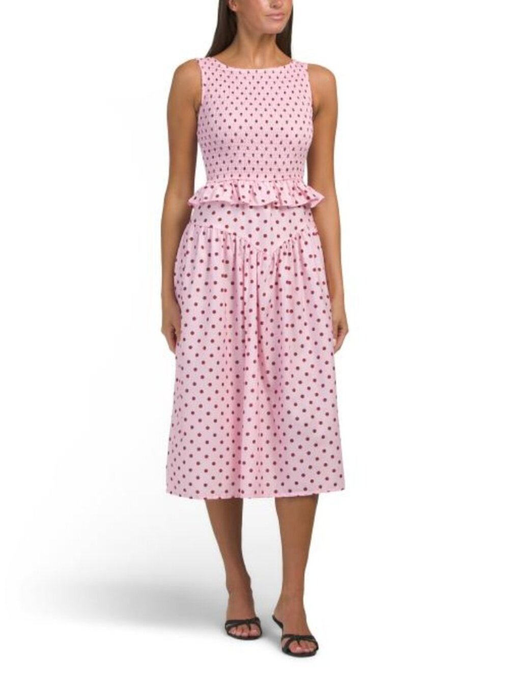 US TOGETHER Smocked Polka Dot Dress